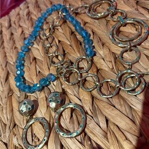 Heidi Daus Gold and Blue Necklace Set